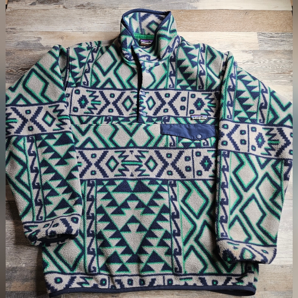 Patagonia Men's Synchilla Snap-T Fleece Pullover Mountain Siete Feather Grey S